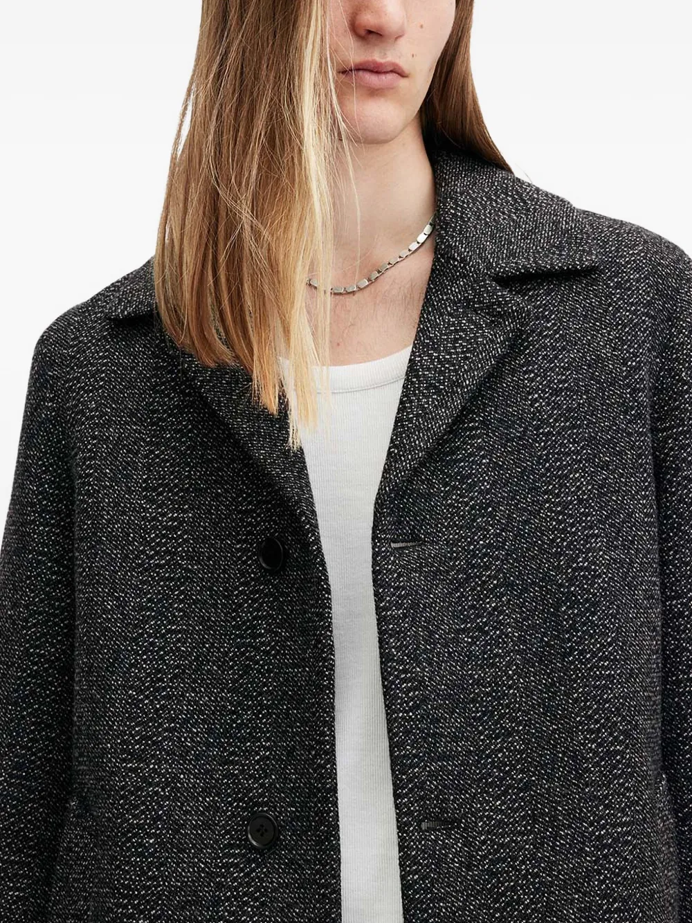 AllSaints Overjas met gespikkeld weefsel Zwart