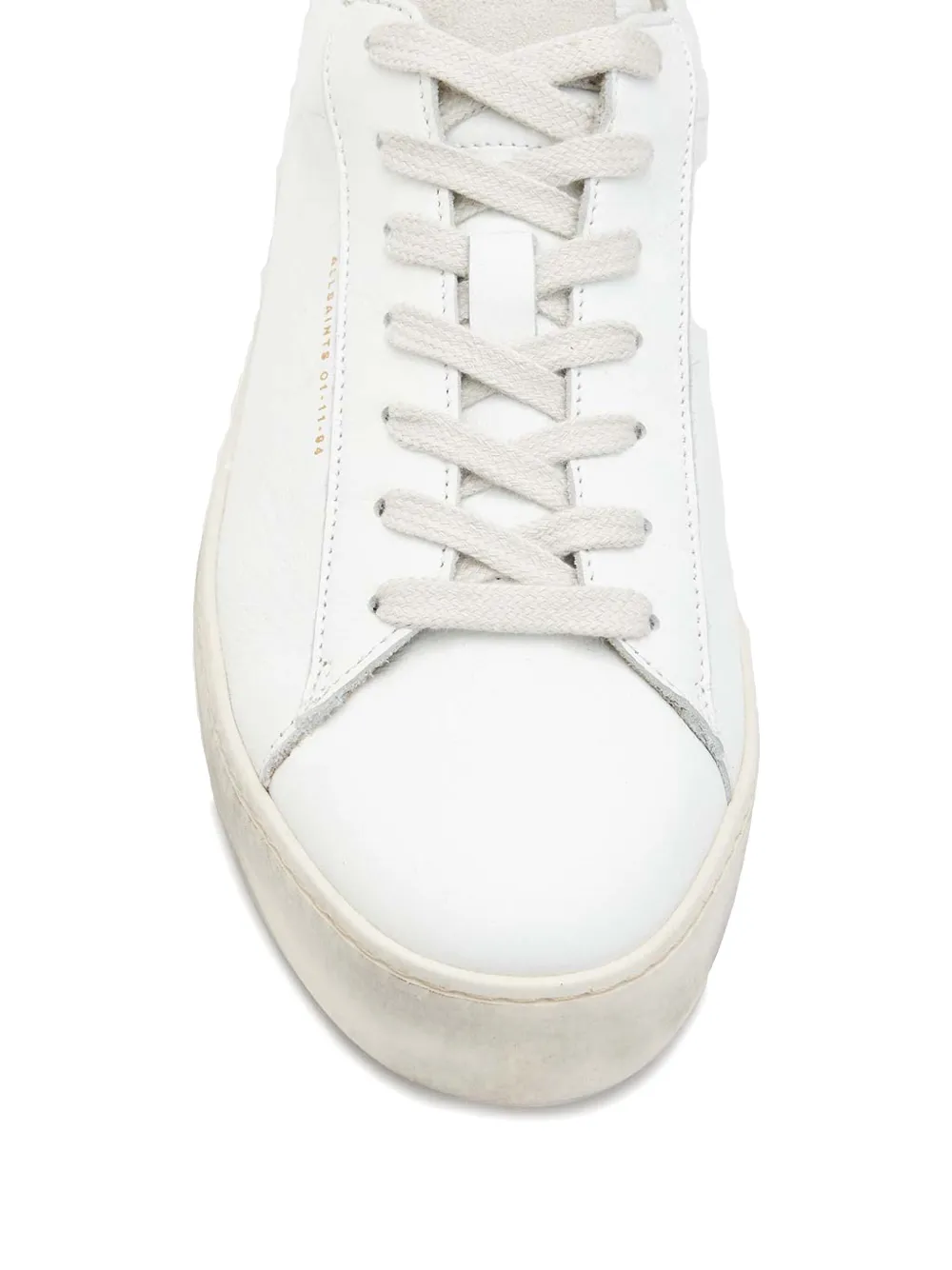 Allsaints Womens White Shana Logo-print Leather Low-top Trainers In White