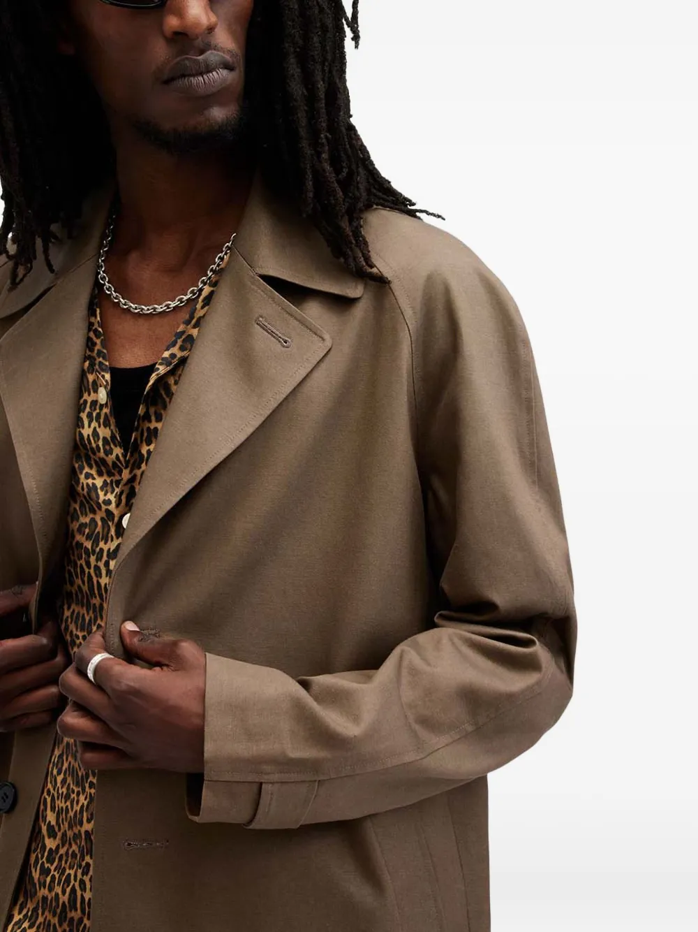 AllSaints Montell Mac jas met knoopsluiting Bruin