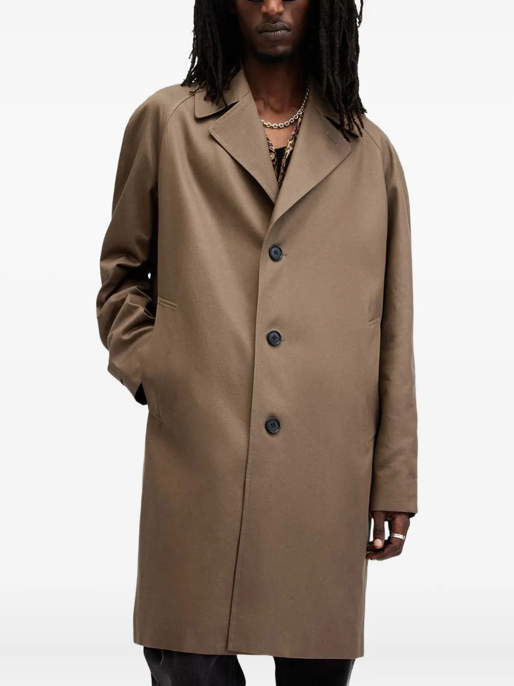 AllSaints Montell Mac jas met knoopsluiting Bruin