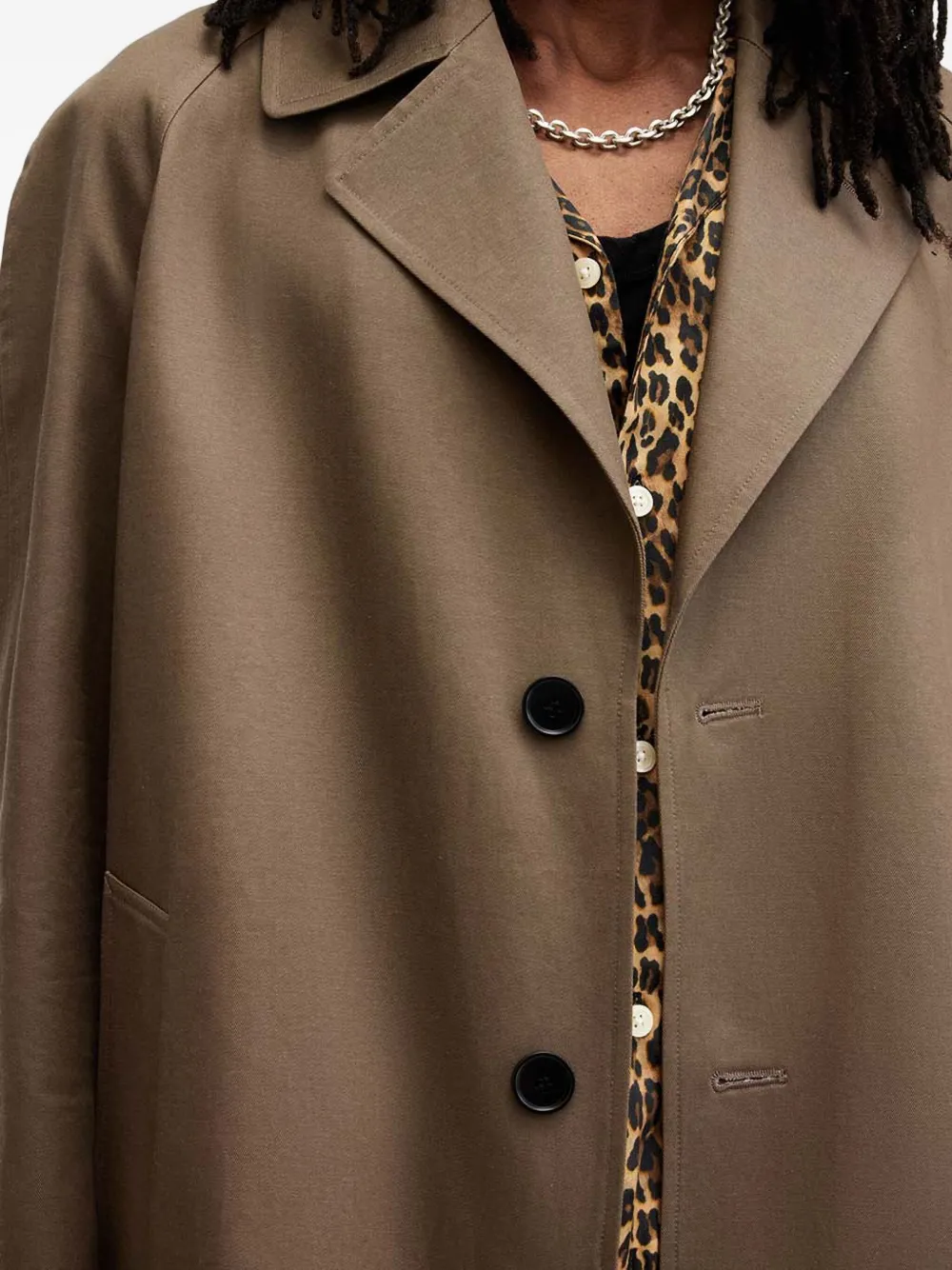 AllSaints Montell Mac jas met knoopsluiting Bruin