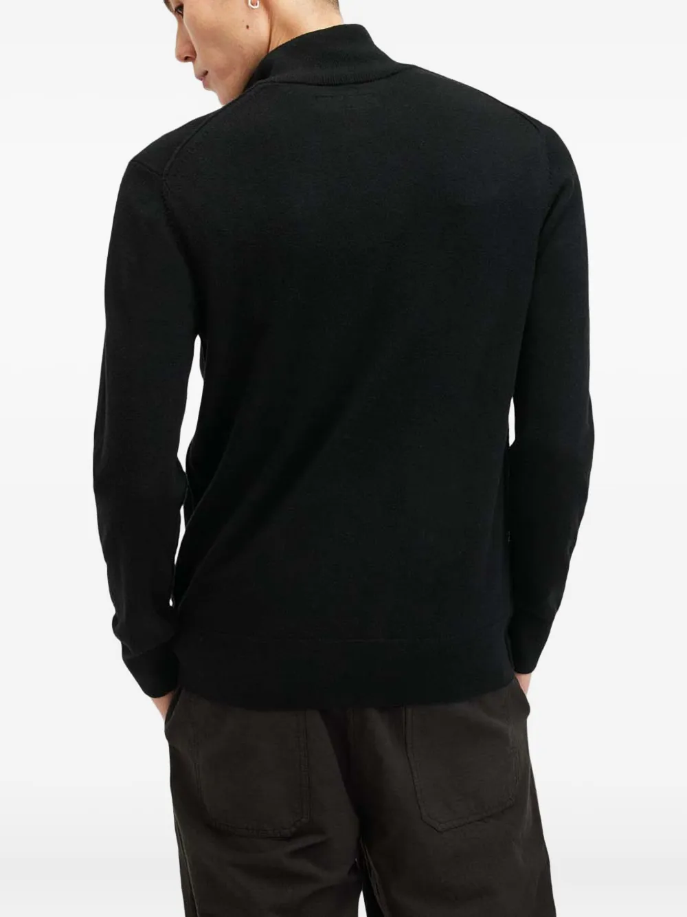 AllSaints Killburn trui met halve rits en hoge hals Zwart