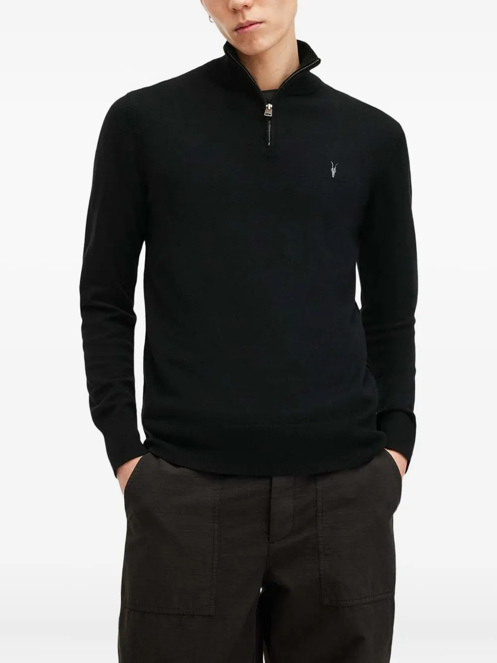 AllSaints Killburn ハーフジップ ハイネックセーター - ブラック AllSaints Killburn ハーフジップ ハイネックセーター - ブラック