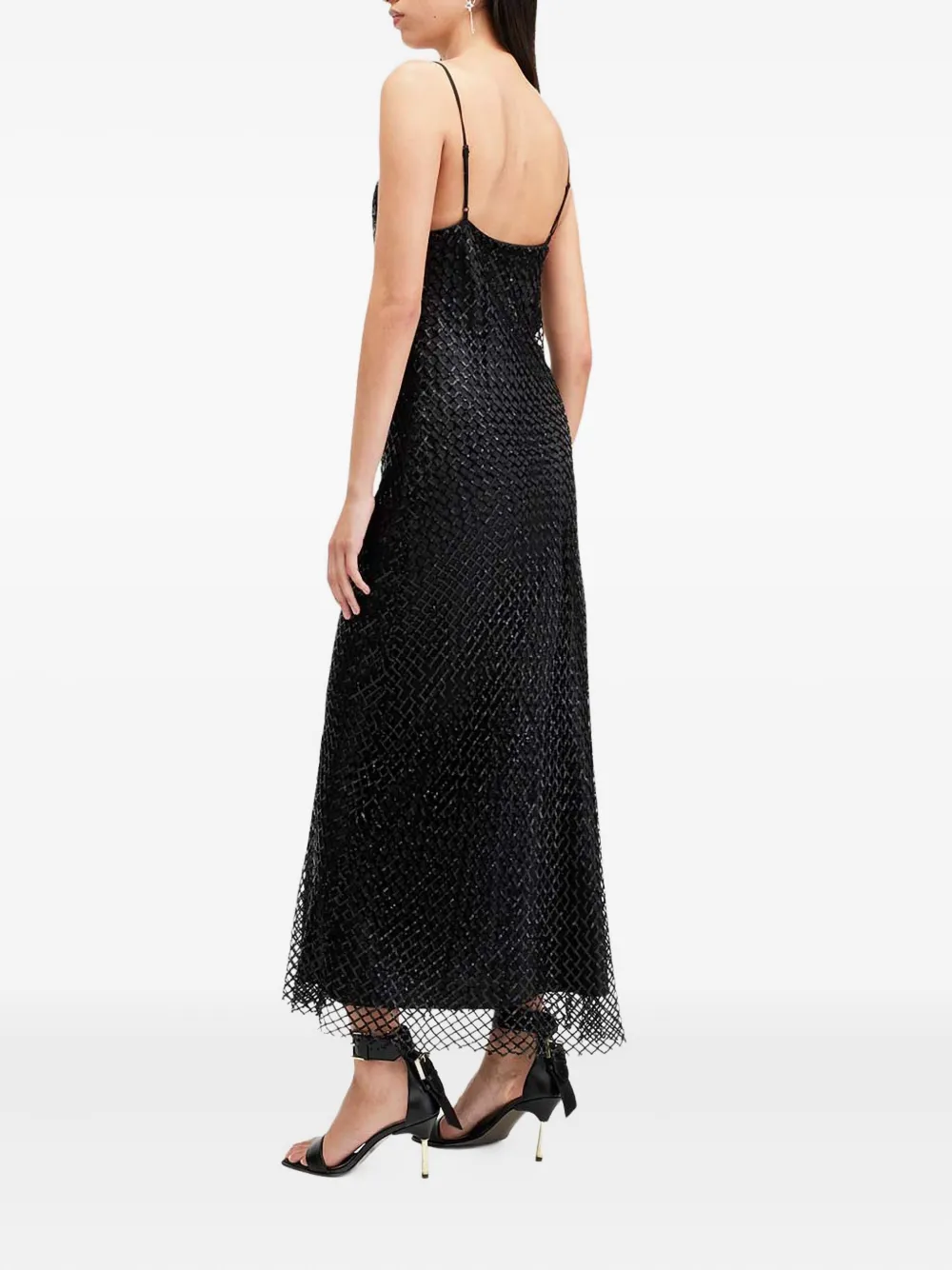 AllSaints Chantelle jurk verfraaid met pailletten Zwart