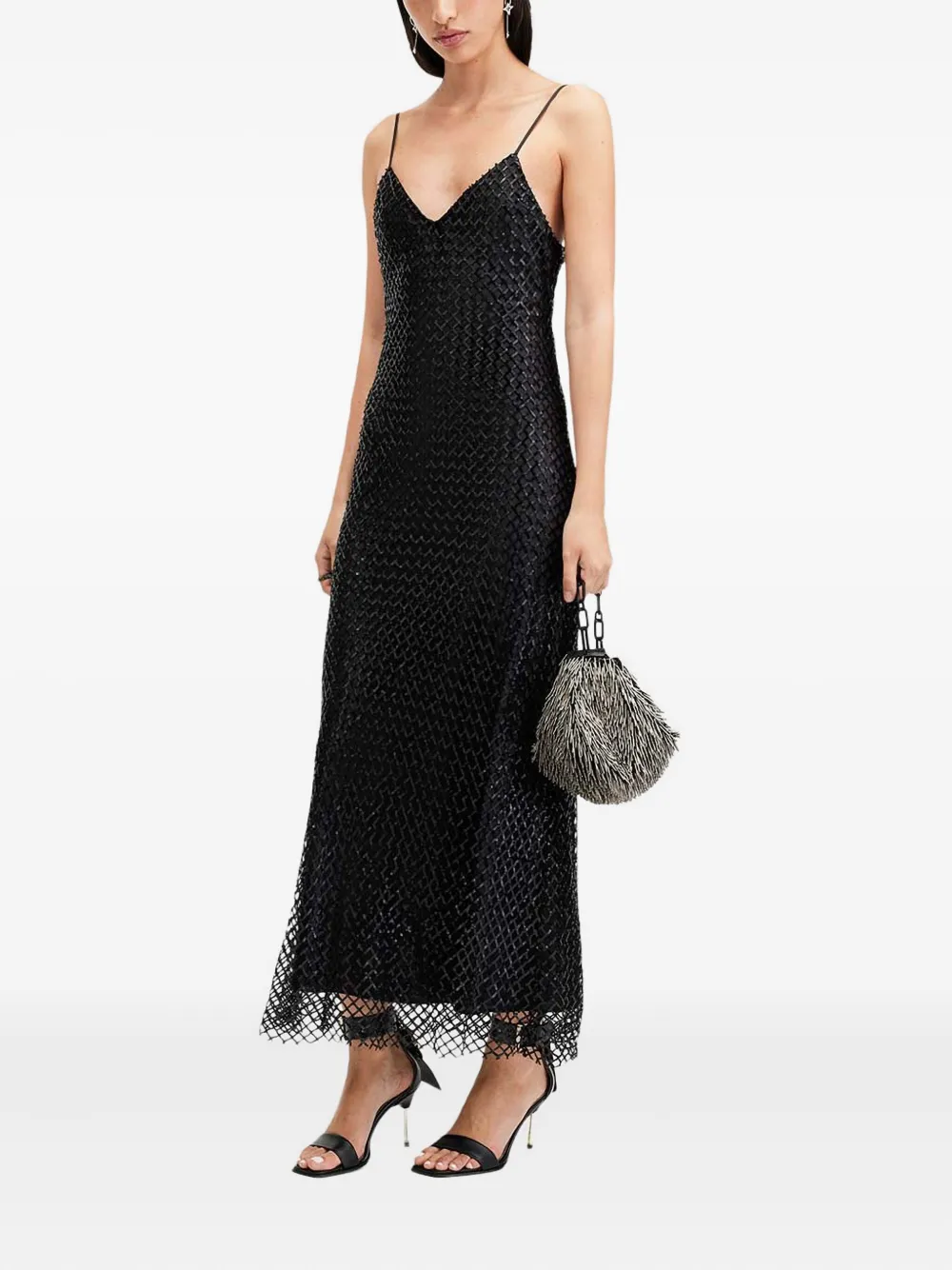 AllSaints Chantelle sequin-embellished slip dress - Zwart