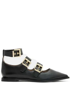 Tory Burch ダブルTバックル フラットシューズ | ブラック | FARFETCH JP