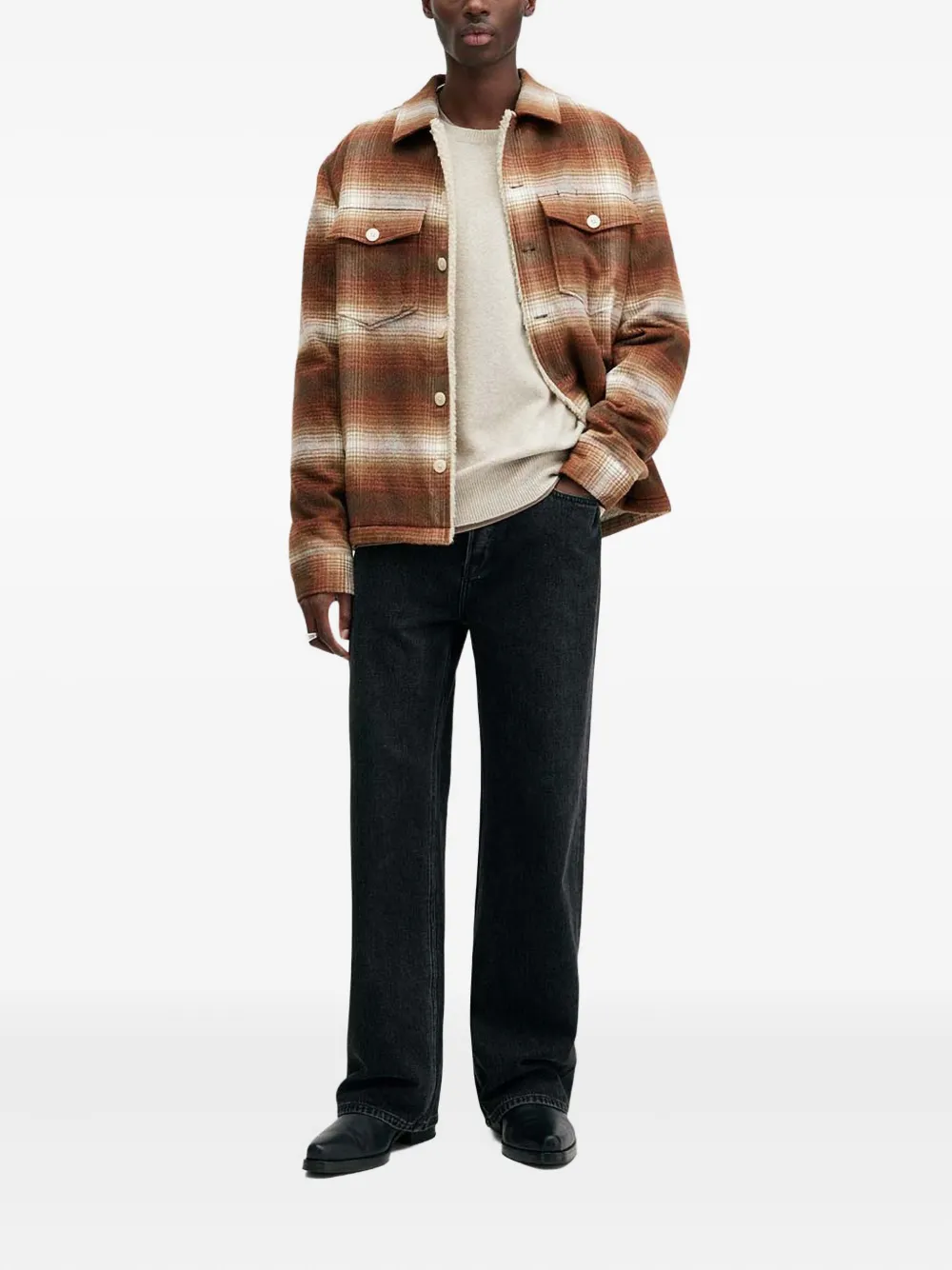 AllSaints Statten trui met ronde hals Beige