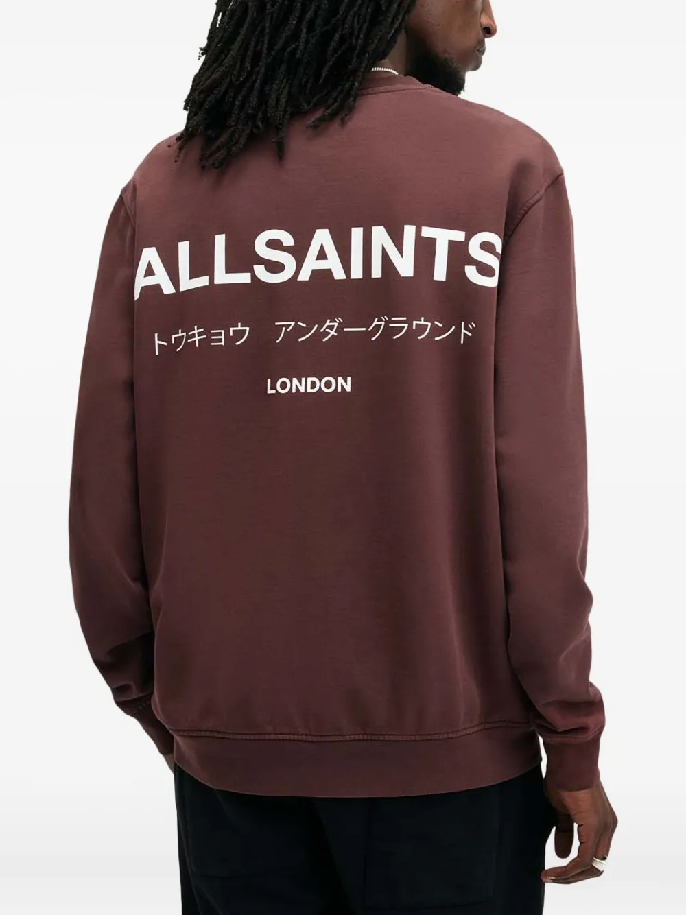 AllSaints Underground sweater met logoprint Bruin