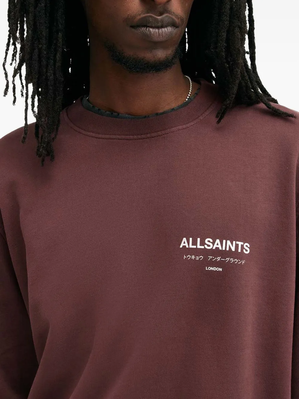 AllSaints Underground sweater met logoprint Bruin