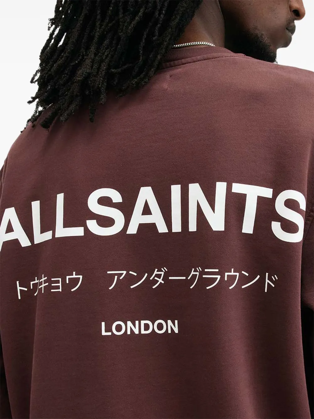 AllSaints Underground sweater met logoprint Bruin