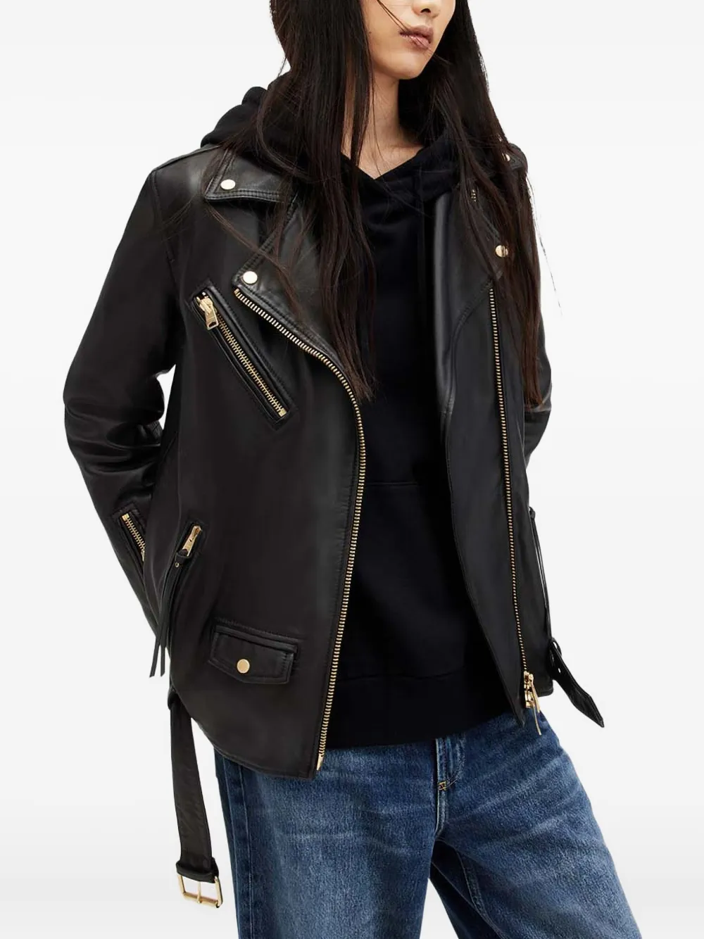 AllSaints Biller leather jacket | Black | Image 1
