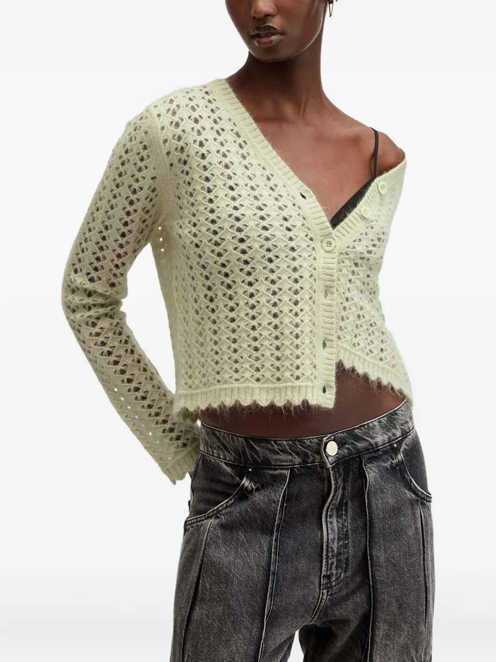 AllSaints Vivian button-front eyelet cardigan | Cardigans | Image 2