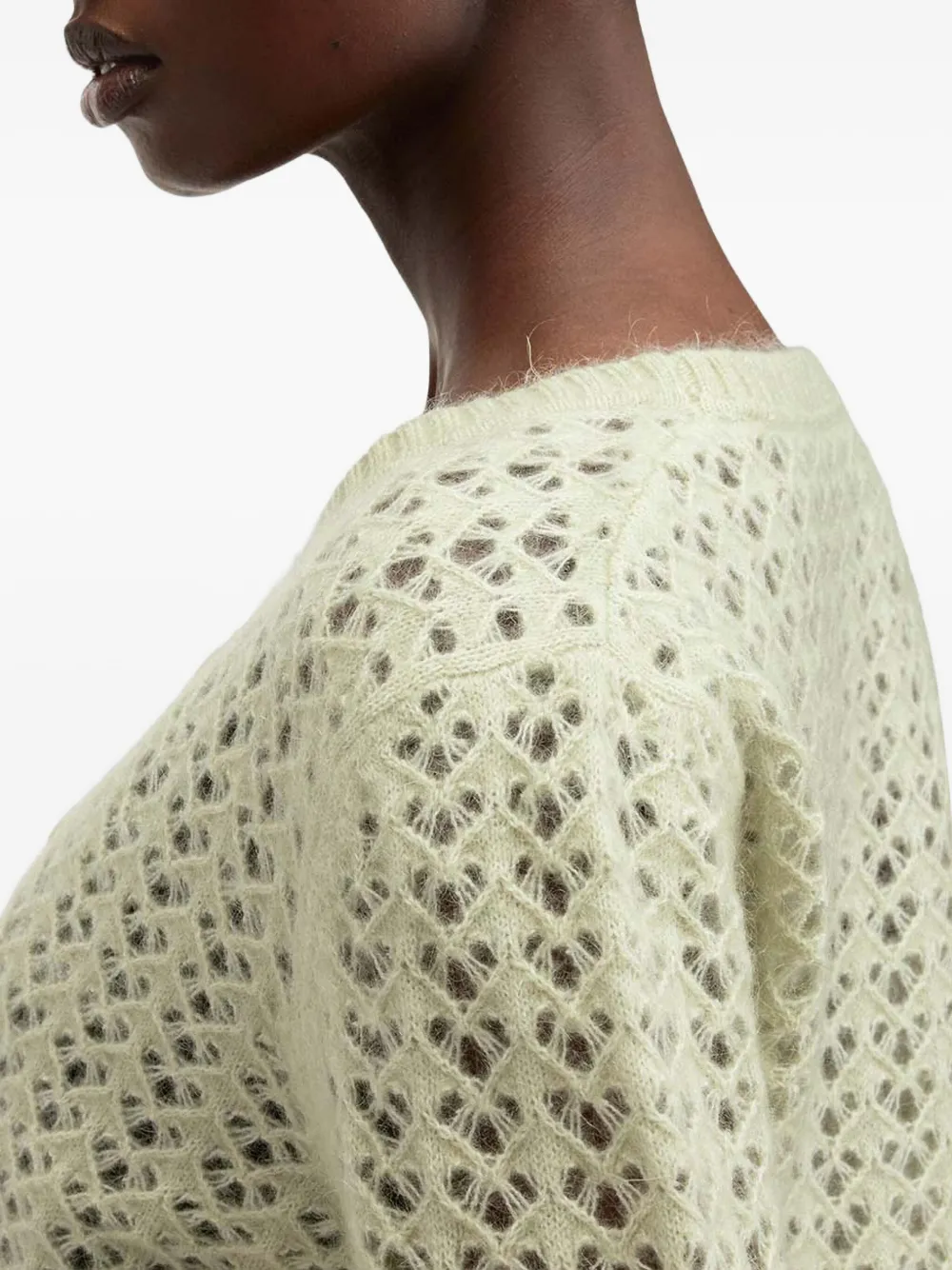 Allsaints Vivian Button-front Eyelet Cardigan In Green