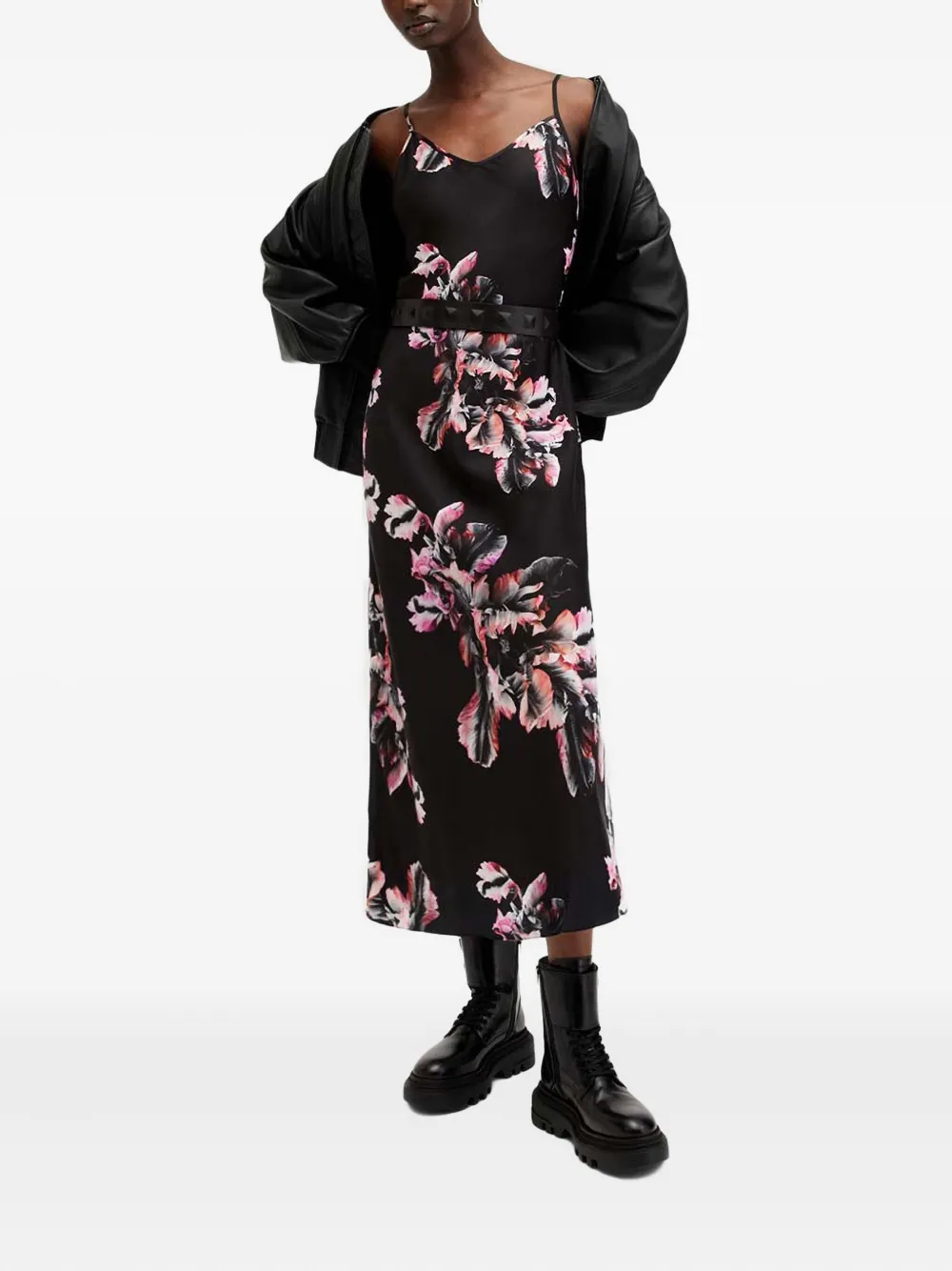AllSaints Bryony jurk met bloemenprint - Zwart