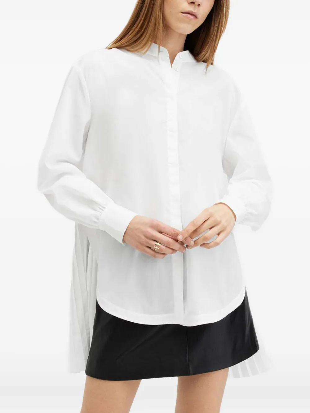 Allsaints Percy Pleated-panel Shirt In White