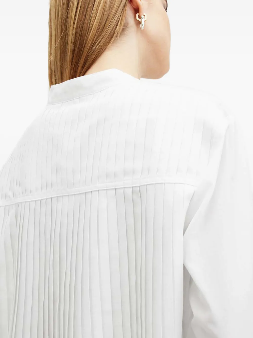 Allsaints Percy Pleated-panel Shirt In White