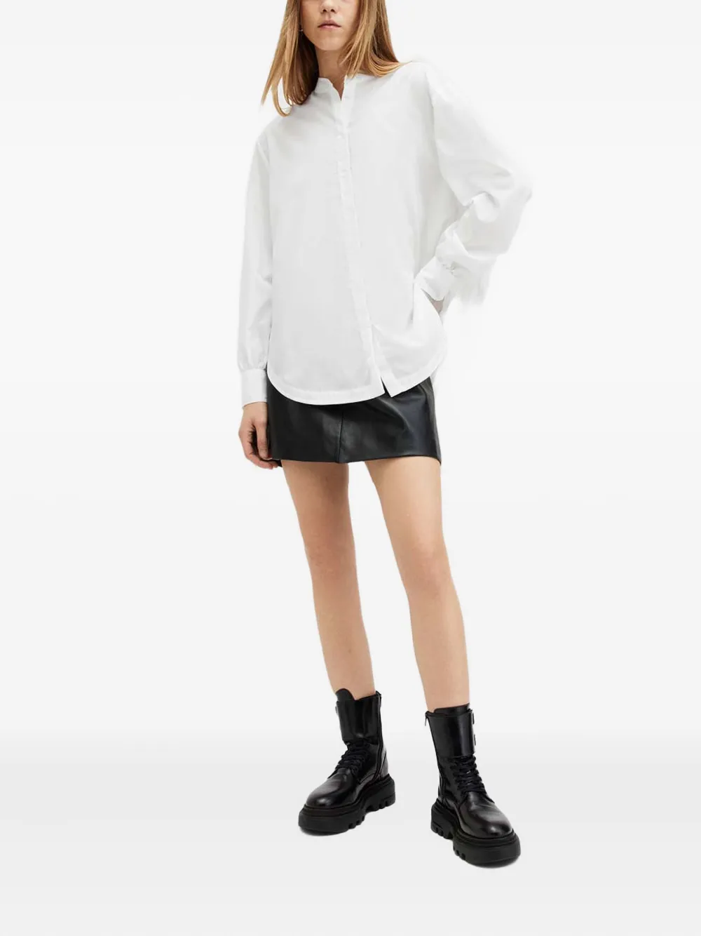 AllSaints Percy pleated-panel shirt - Wit