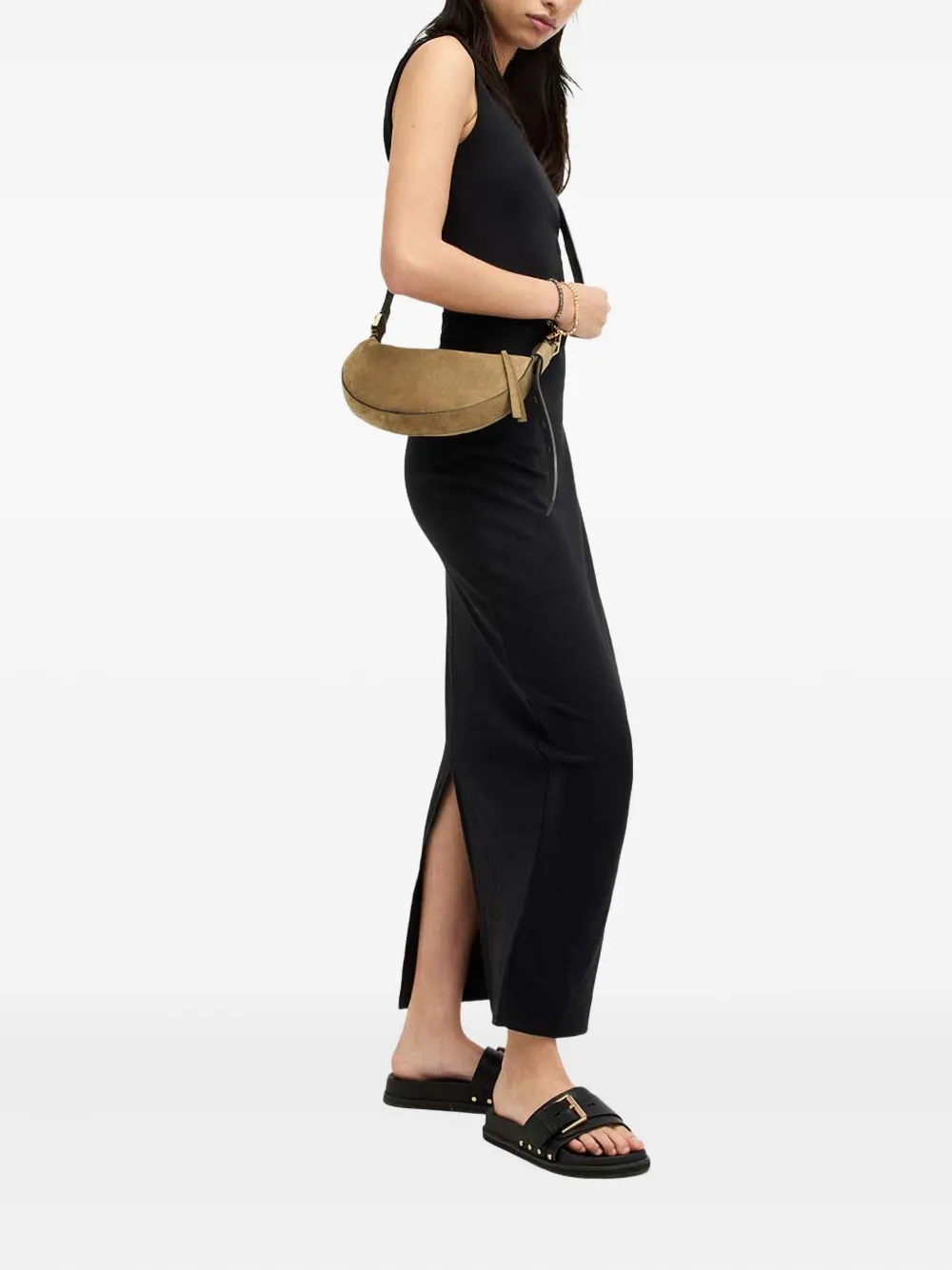 AllSaints Katarina side-split maxi dress - Zwart