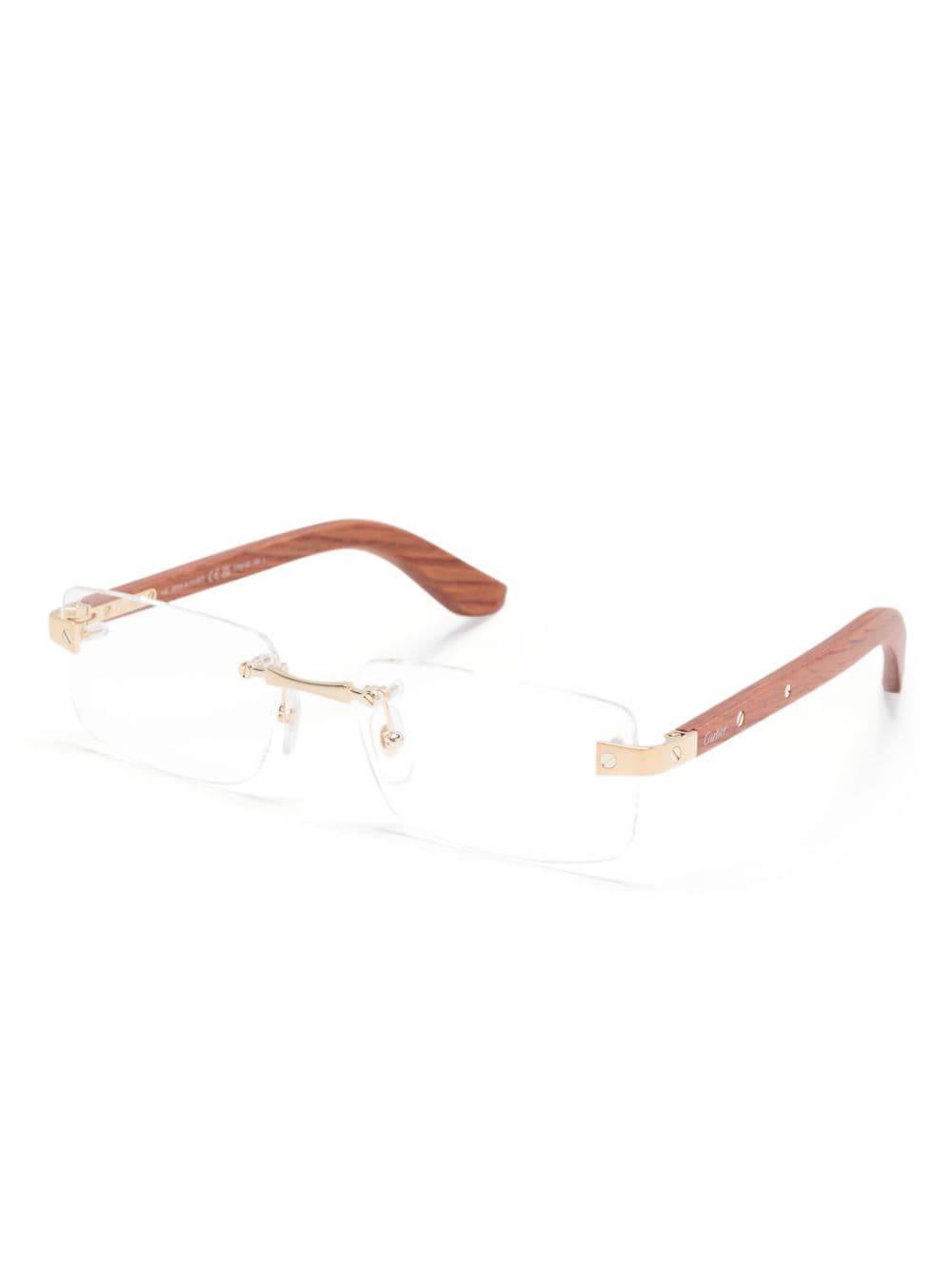 Shop Cartier Santos De  Glasses In 褐色