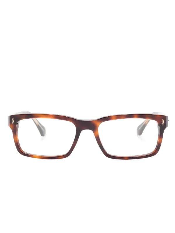 Cartier カルティエ　メガネフレーム　　シルバー×ブラウン Cartier Eyewear サントス ドゥ カルティエ 眼鏡フレーム | ブラウン
