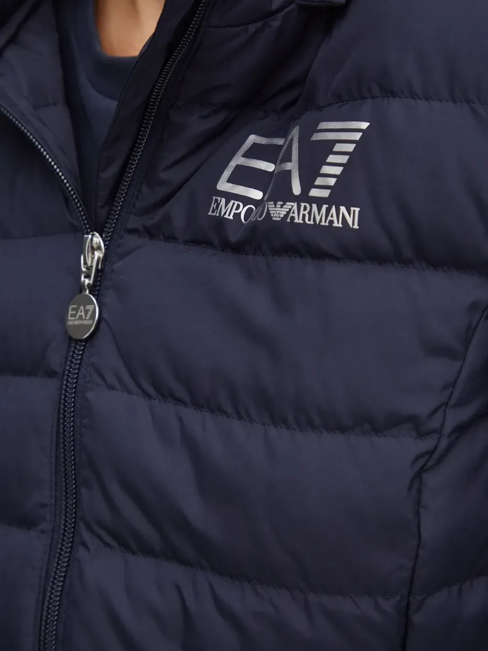 Ea7 Hooded Logo Jacket In Blue