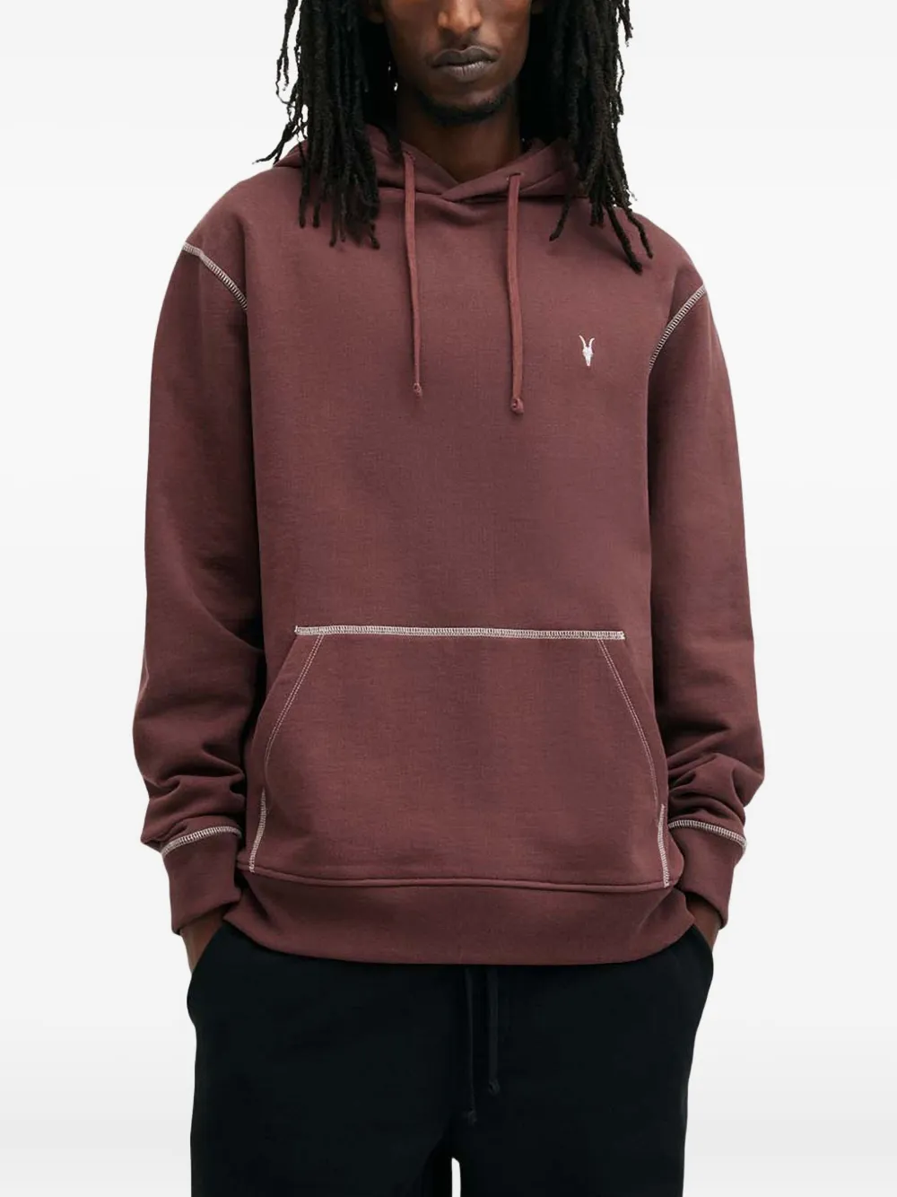 AllSaints Amir コントラストステッチ パーカー - レッド AllSaints Amir コントラストステッチ パーカー - レッド