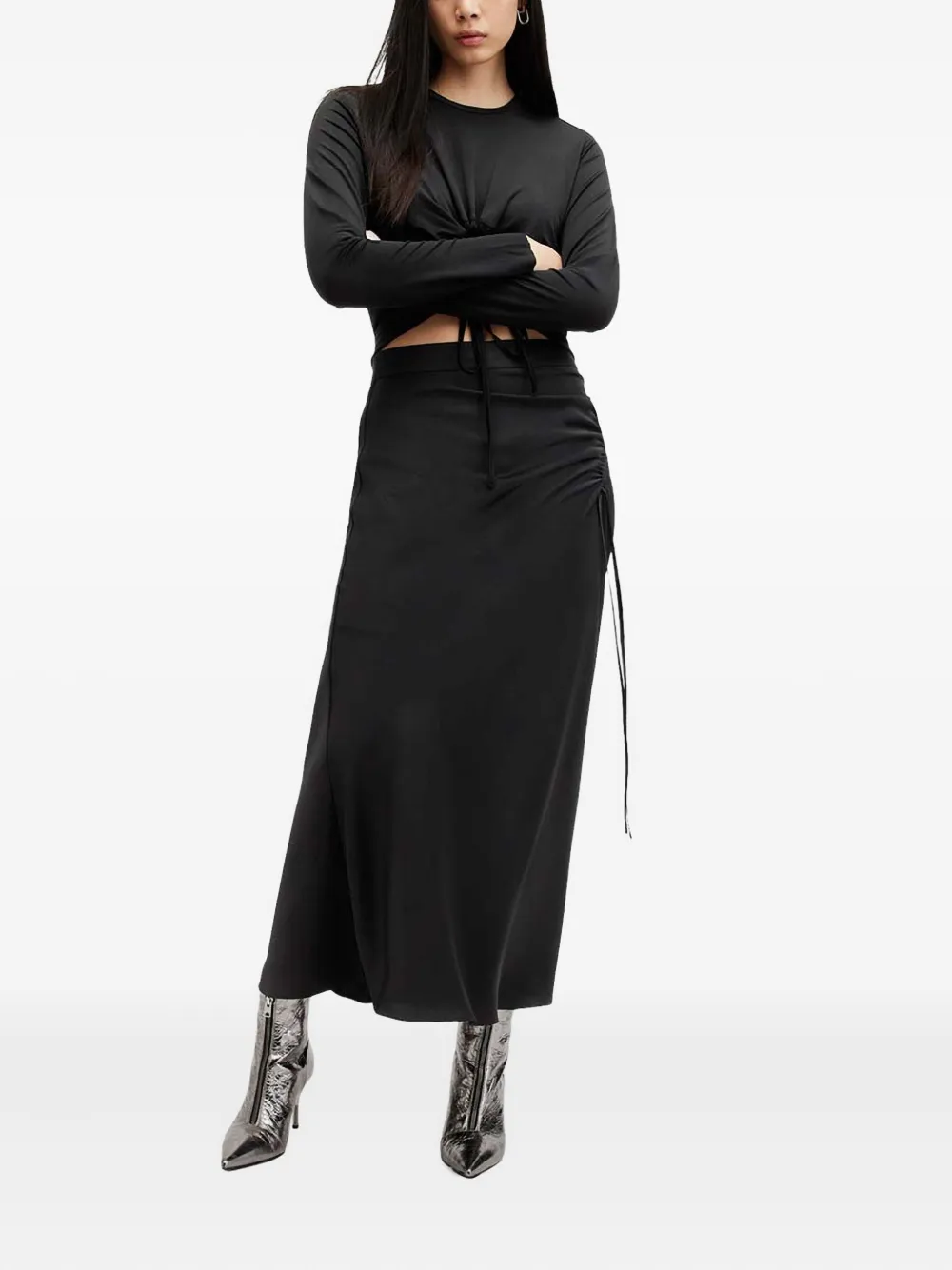AllSaints Alexia drawstring side-seam skirt - Zwart