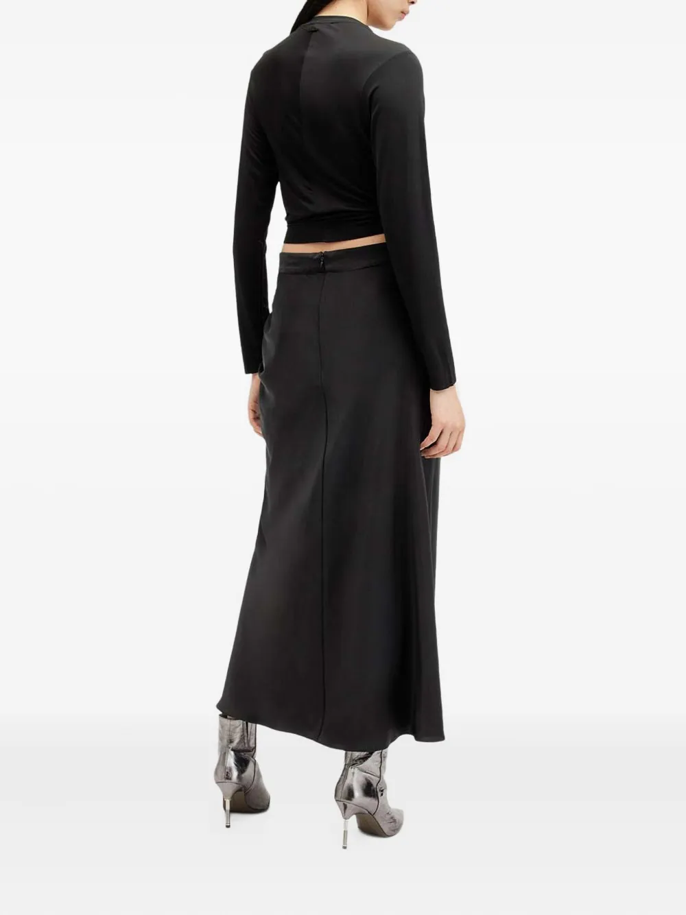 AllSaints Alexia rok met trekkoord en naad Zwart