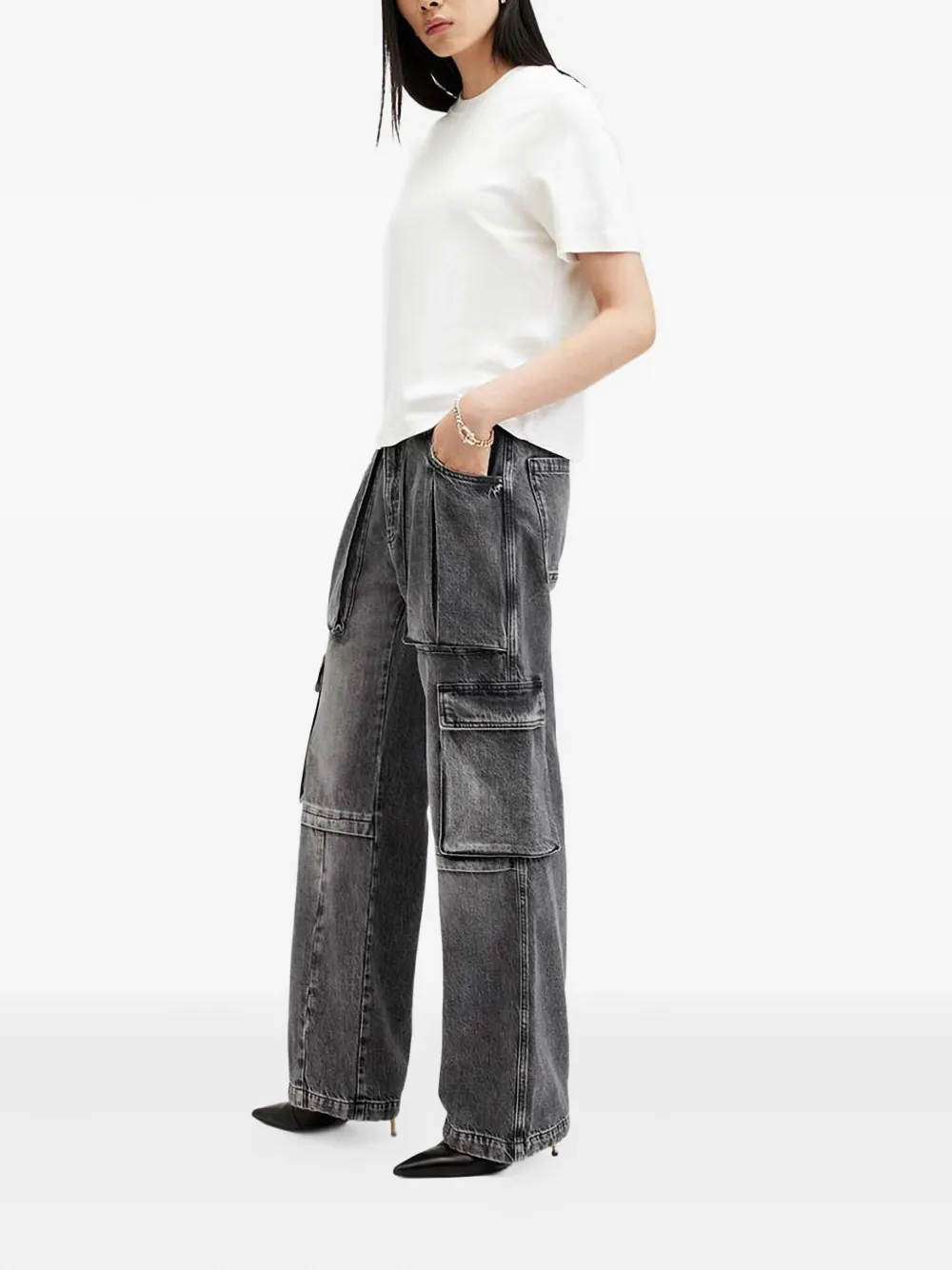 AllSaints Echo cargo jeans - Zwart