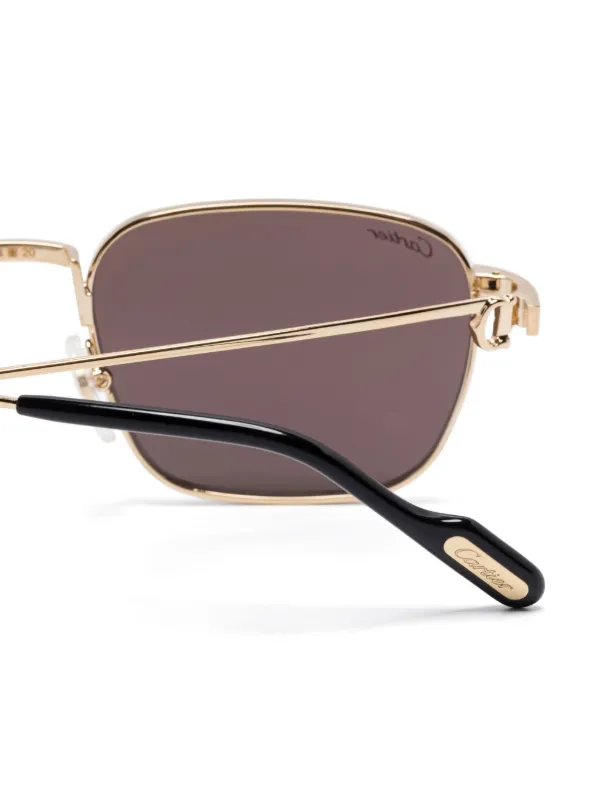【CARTIER】 EYEWEAR スクエアフレームゴールドトーンサングラス Cartier Eyewear スクエアフレーム サングラス | ゴールドトーン