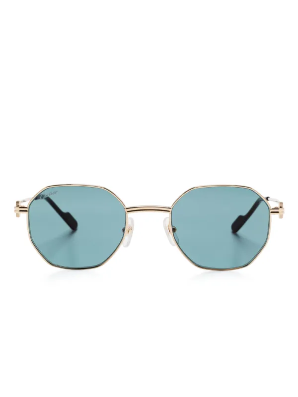 Tiffany & Co. Rimless Octagon Sunglasses -Rubedo frame, Blue Lenses Cartier Wood Frame Sunglasses (Tiffany) - CCT0439S004  main image 3
