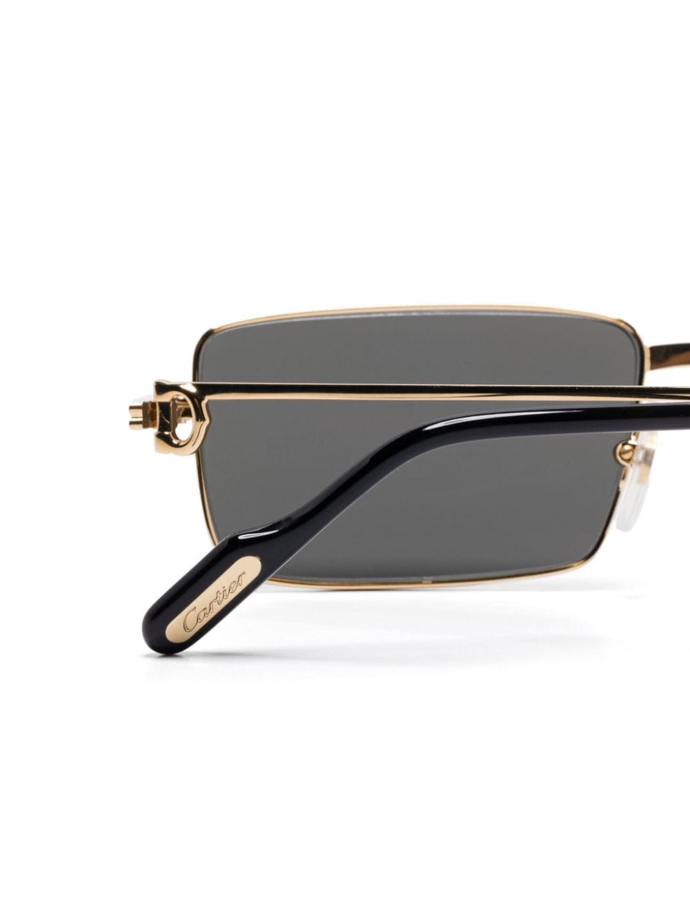 Shop Cartier Rectangle-frame Sunglasses In Gold