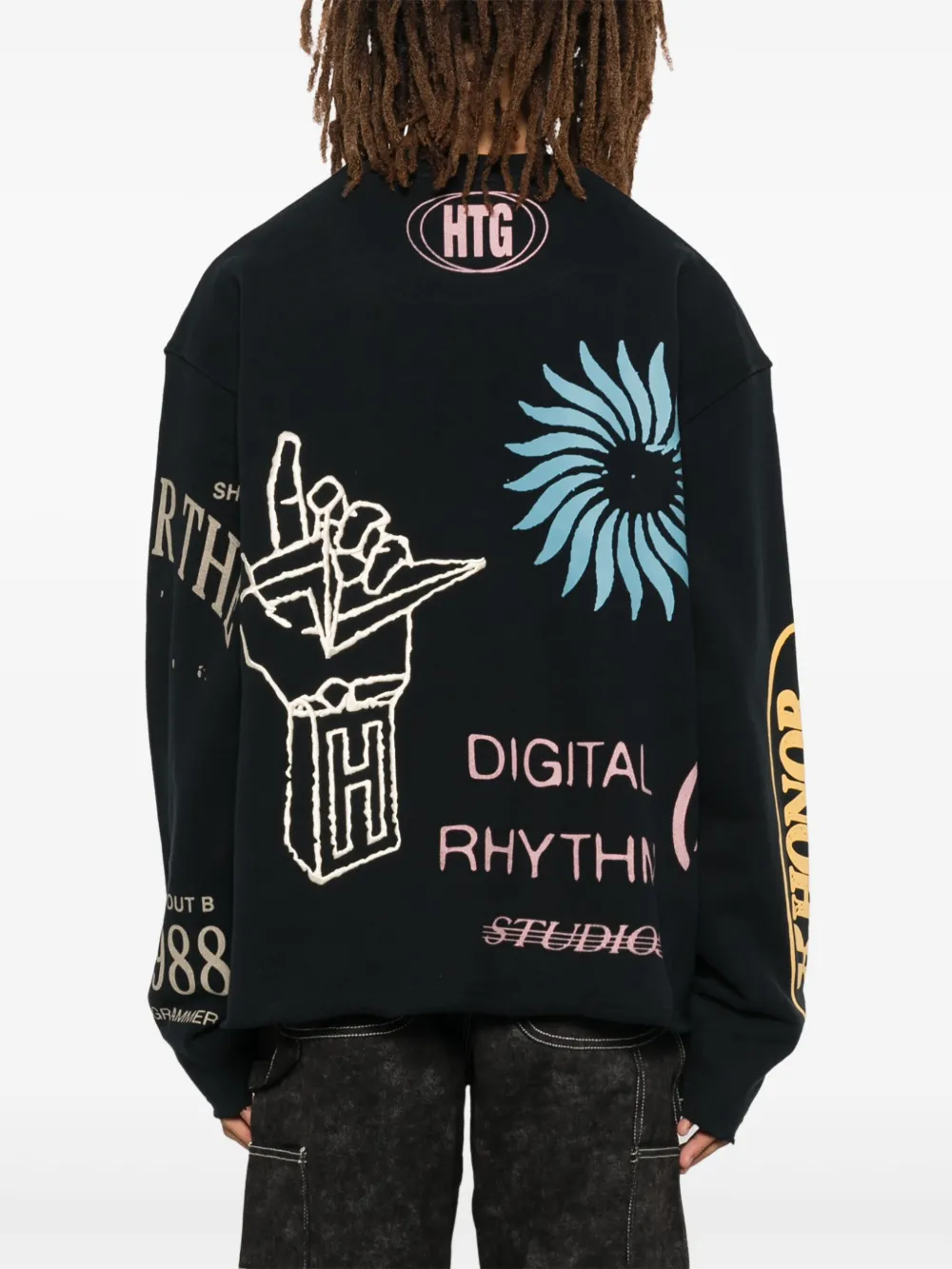 Honor The Gift Mens Black Studio Crewneck Cotton-jersey Sweatshirt In Black
