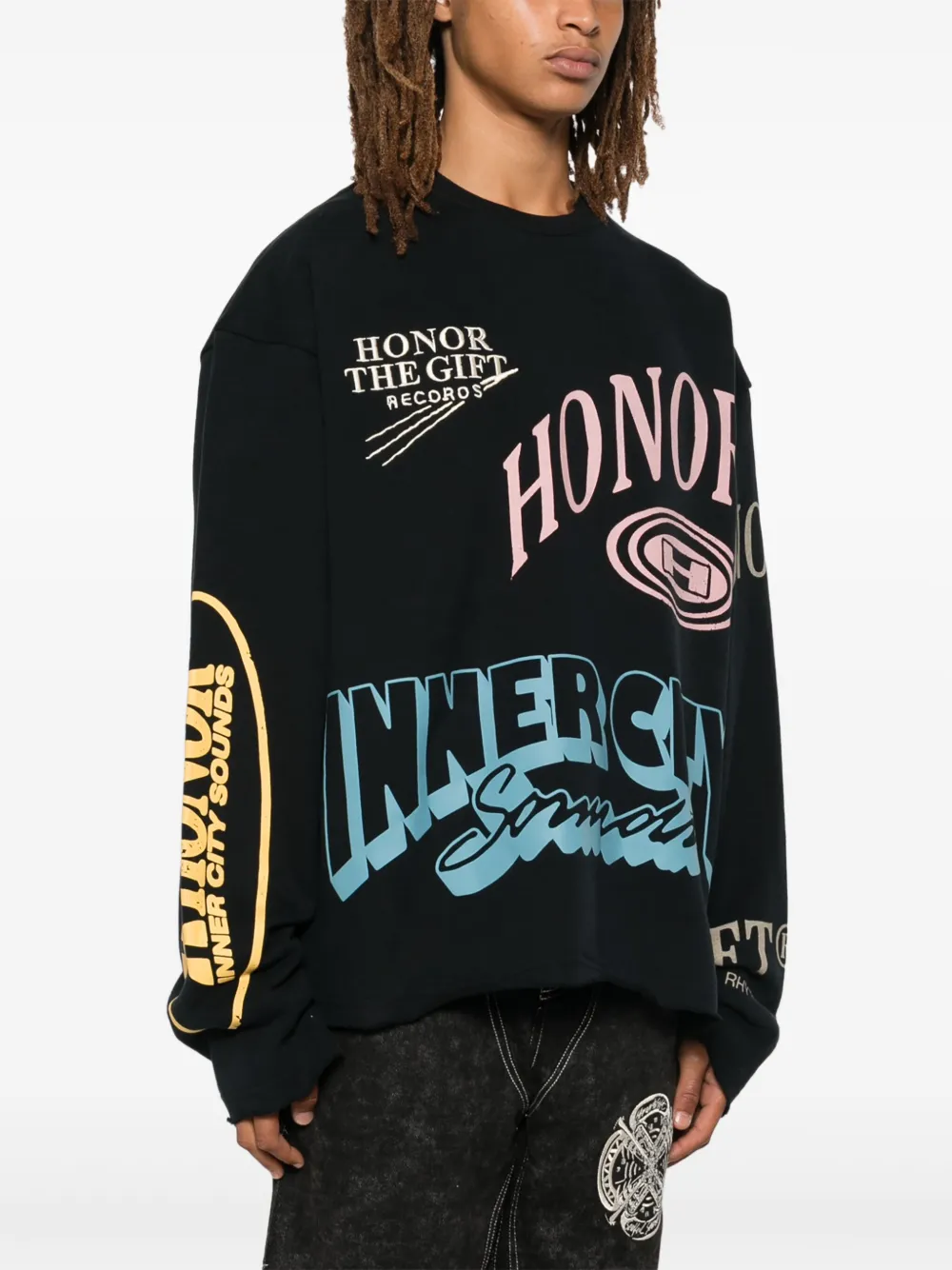 Honor The Gift Mens Black Studio Crewneck Cotton-jersey Sweatshirt In Black
