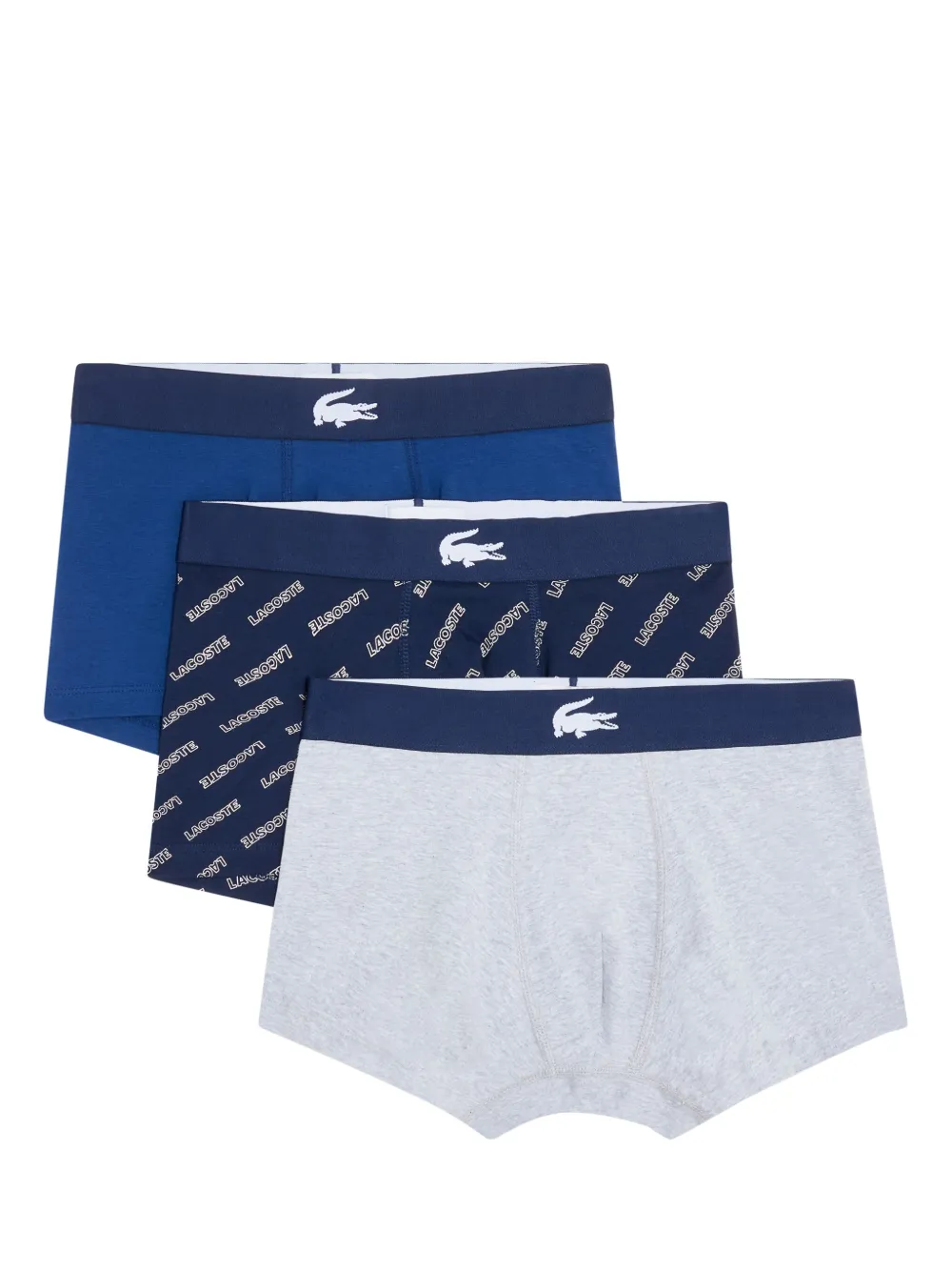 Lacoste Logo-waistband Boxers (pack Of Three) In Blue