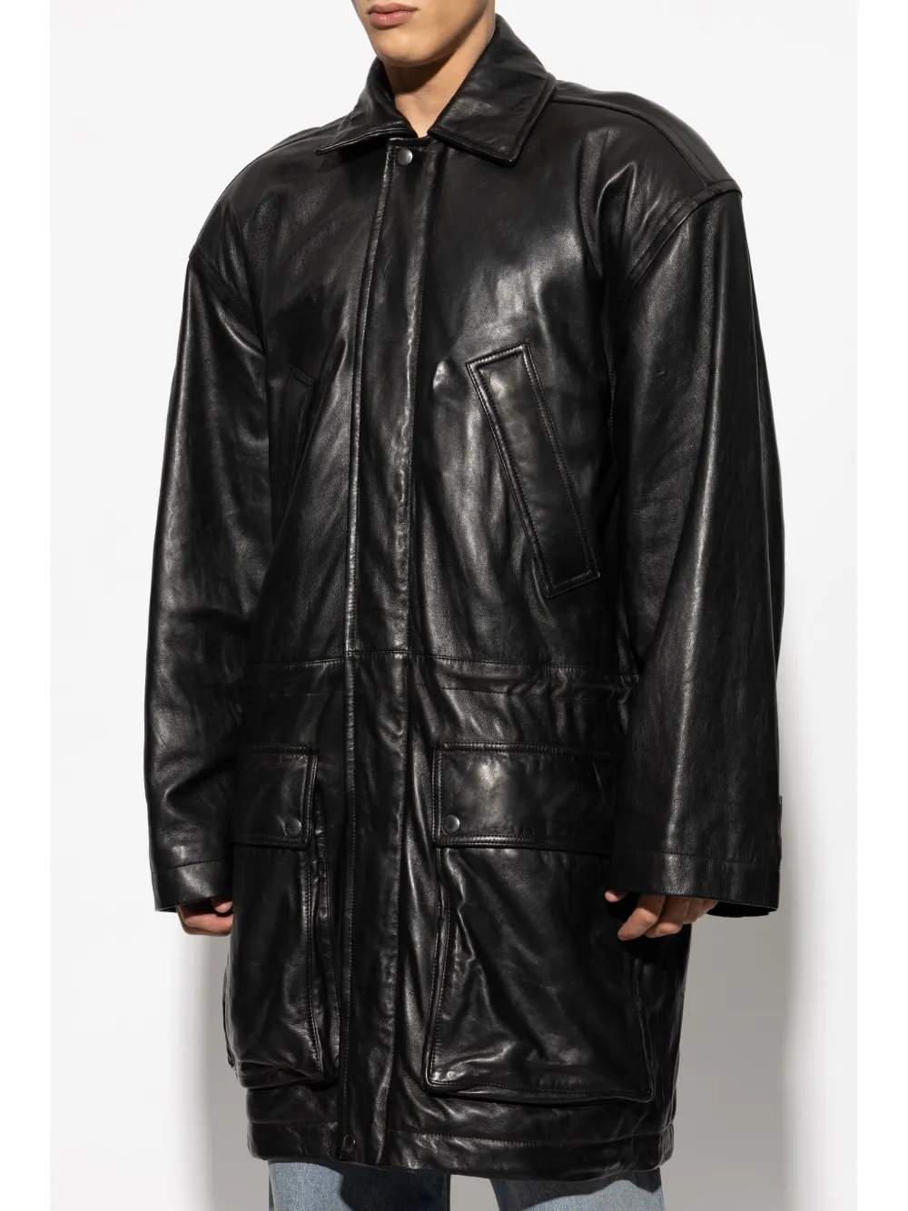 Affordable Balenciaga leather coat Men