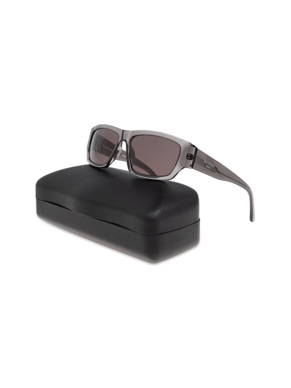 Shop Balenciaga Printed Rectangle-frame Sunglasses In Grey