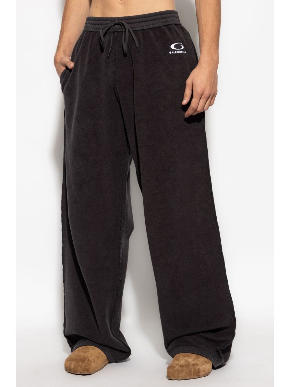 Shop Balenciaga Distressed-effect Track Pants In Black