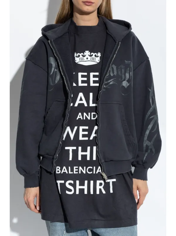 Balenciaga Printed Hoodie Grey FARFETCH CA