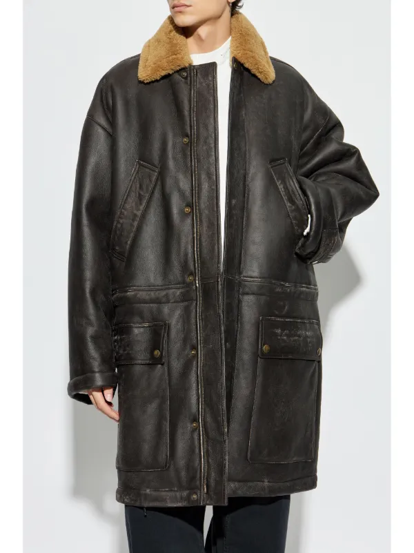 Balenciaga leather fur jacket hotsell