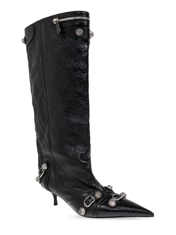 【新品】Balenciaga Cagole Boots 36 国内店舗購入 Balenciaga Cagole Over the Knee Boot in Black & Crystal | FWRD