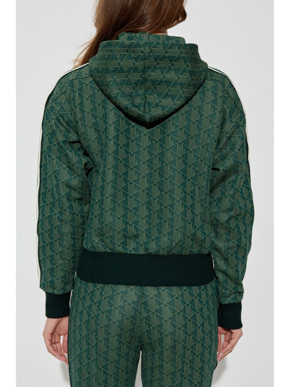 Shop Lacoste Jacquard Monogram Hooded Jacket In Green