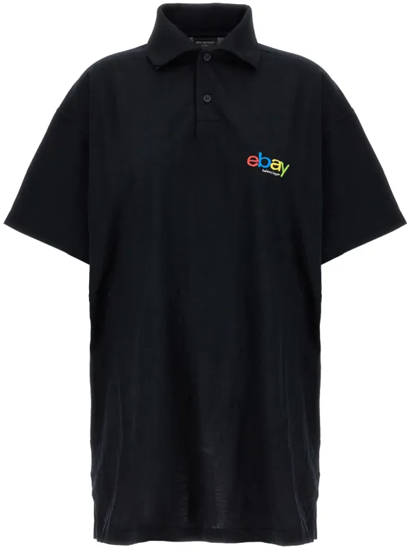 Balenciaga x eBay Cotton Polo Shirt Black FARFETCH UK