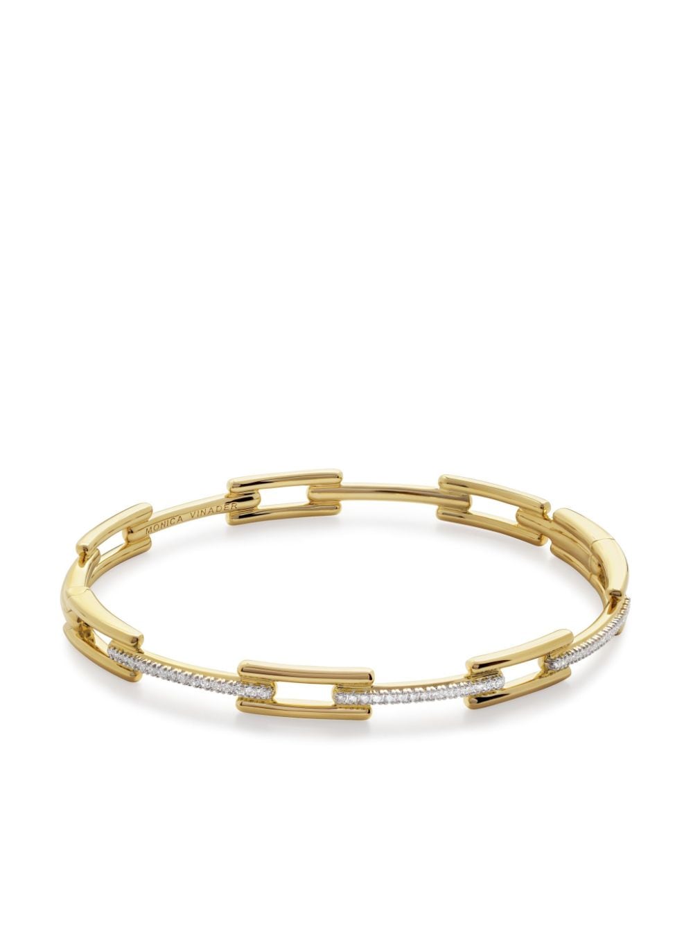 Shop Monica Vinader 18kt Yellow Gold Signature Diamond Bangle