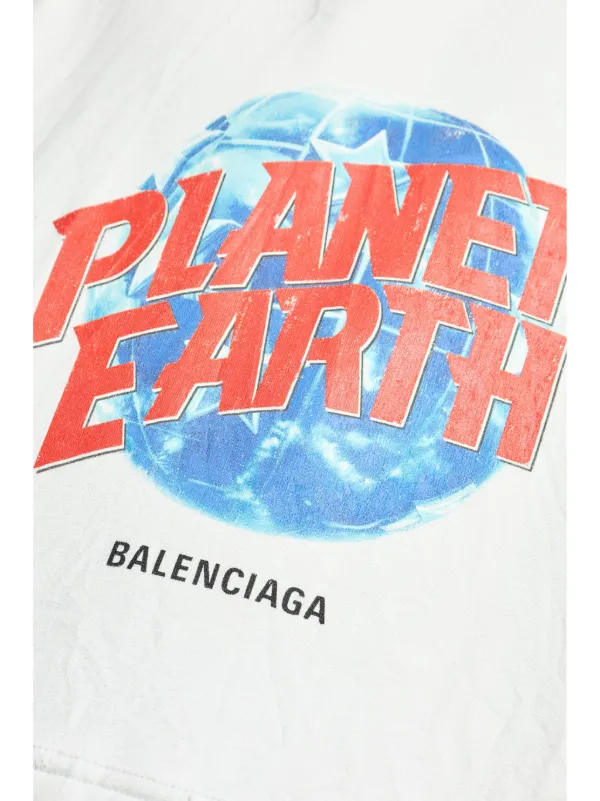 Balenciaga Planet Earth Hoodie | White | FARFETCH