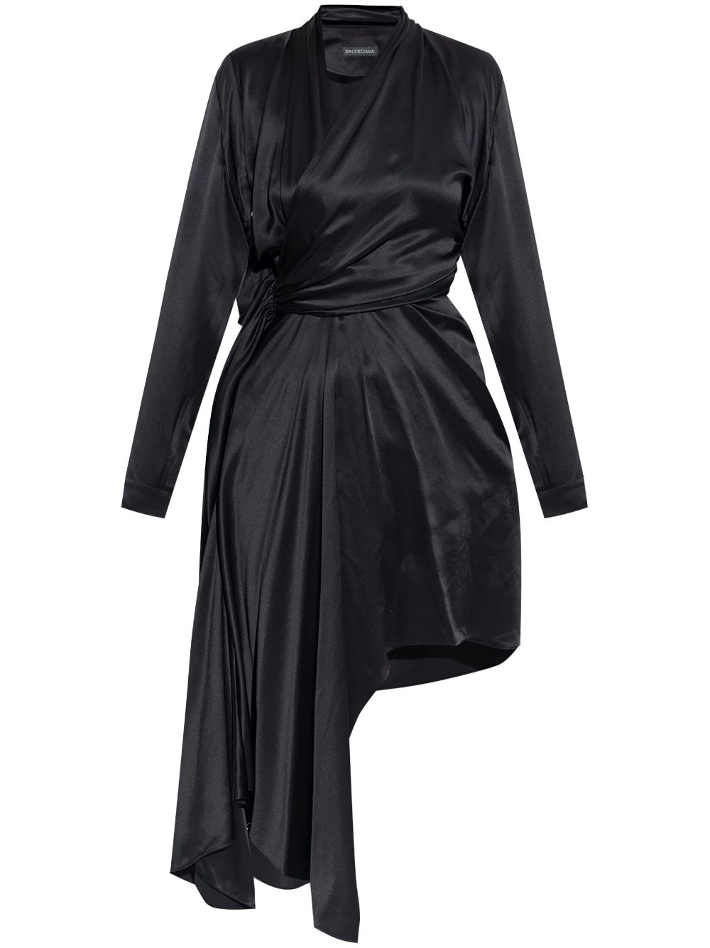 Shop Balenciaga Silk Midi Dress In Black