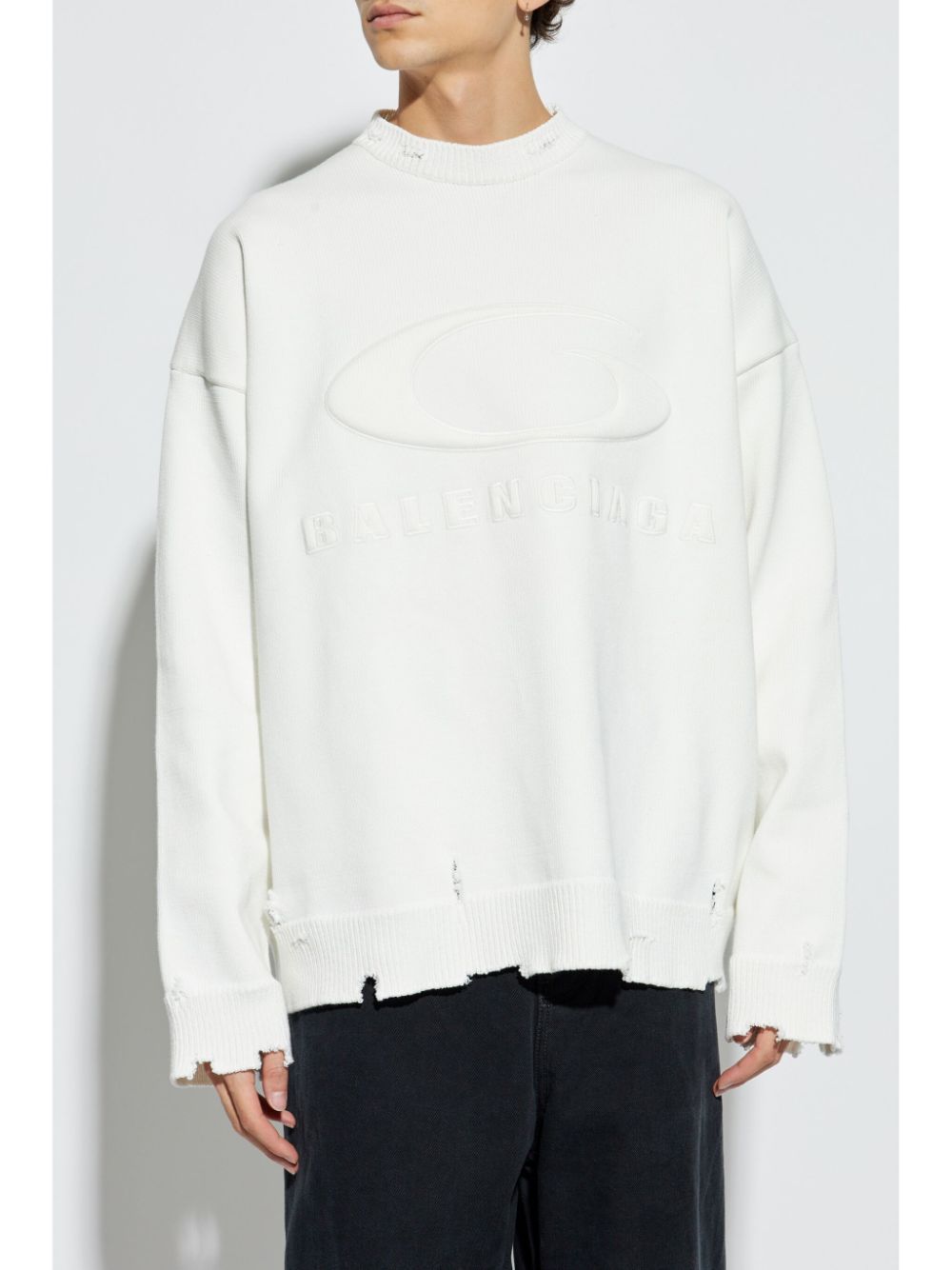 Shop Balenciaga Logo-embossed Sweatshirt In White