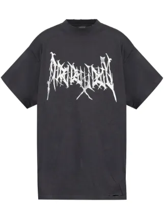 レビュー高評価アイテム特集｜ファッション通販 Tシャツ Outline Metal Balenciaga | JP FARFETCH | ブラック トップス