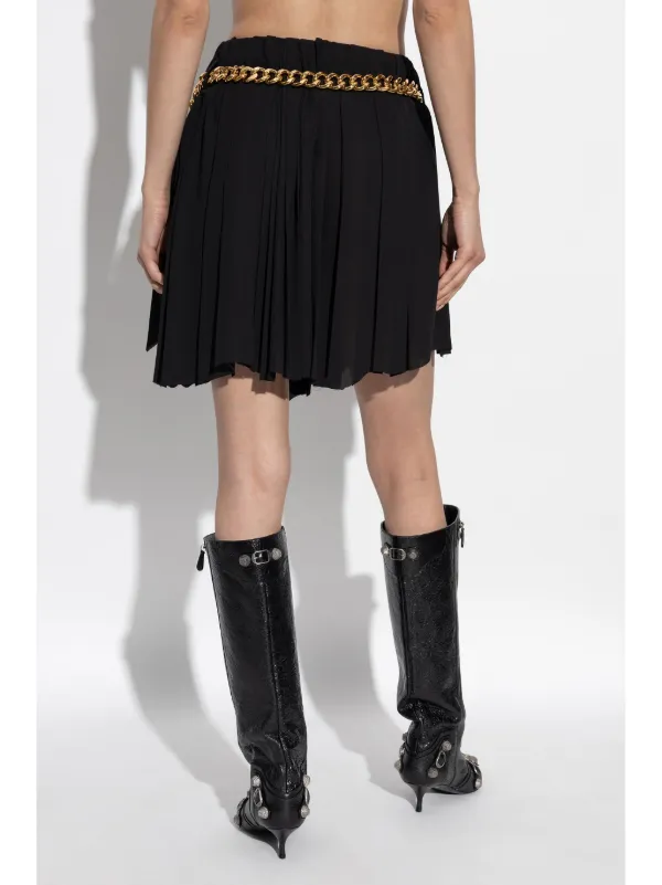 VIP【送料関税込】BALENCIAGA CHAIN EMBELLISHED PLEATED SKIRT Balenciaga Chain Pleated Skirt | Black | FARFETCH AU