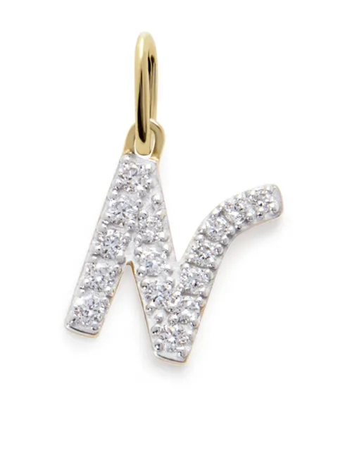 Collier en 14ct à pendentif N pavé de diamants - Monica Vinader - Modalova